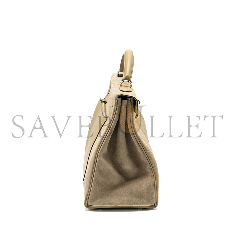 H**me5 master maxi kelly 42 gris caillou grizzly suede and beige marfa swift (42*27*17cm)